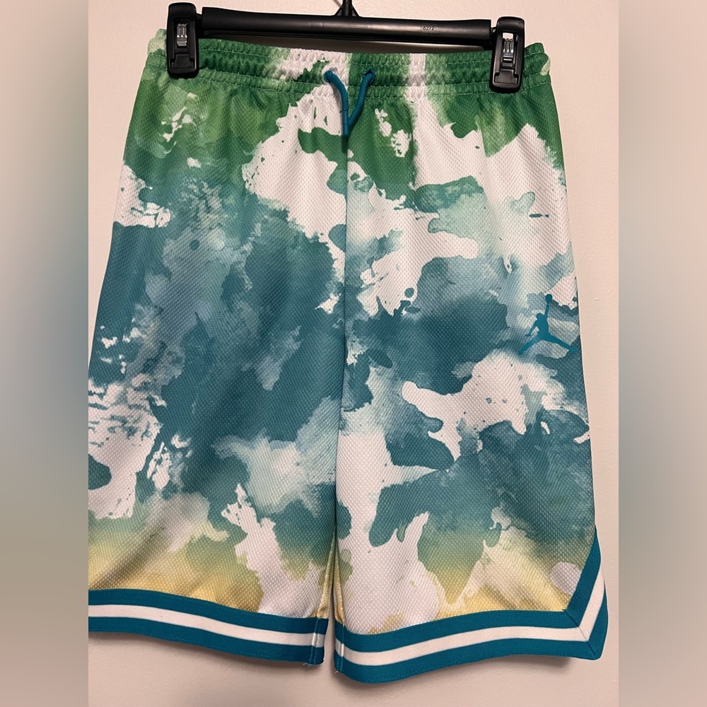Green and White Abstract Nike Jordan shorts